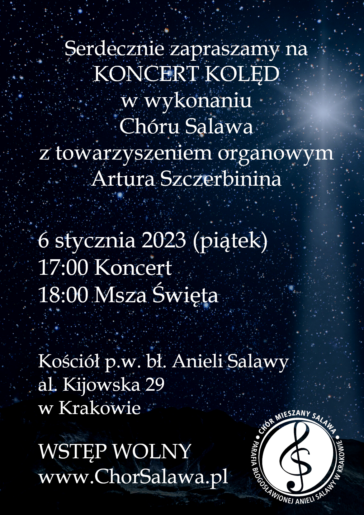 Koncert kolęd u bł. Anieli Salawy 6 stycznia 2023r.