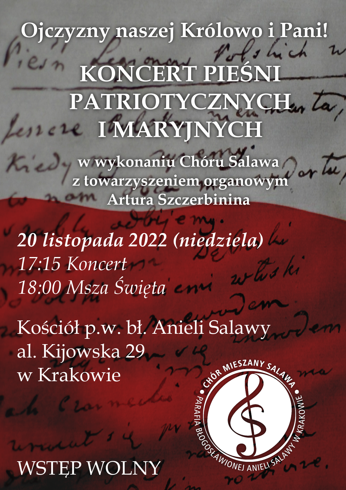 Koncert patriotyczny u bł. Anieli Salawy 20 listopada 2022 r.